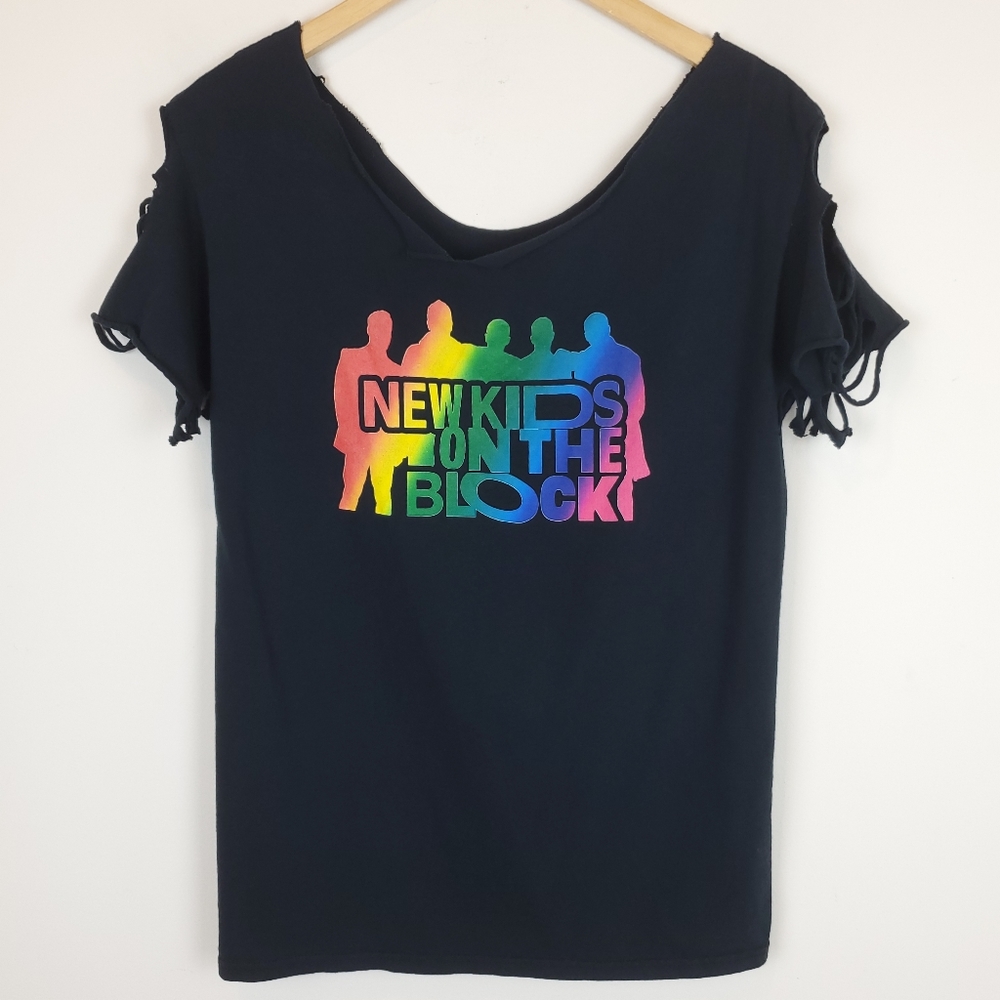 New Kids On The Block DIY Distressed Black T-shirt